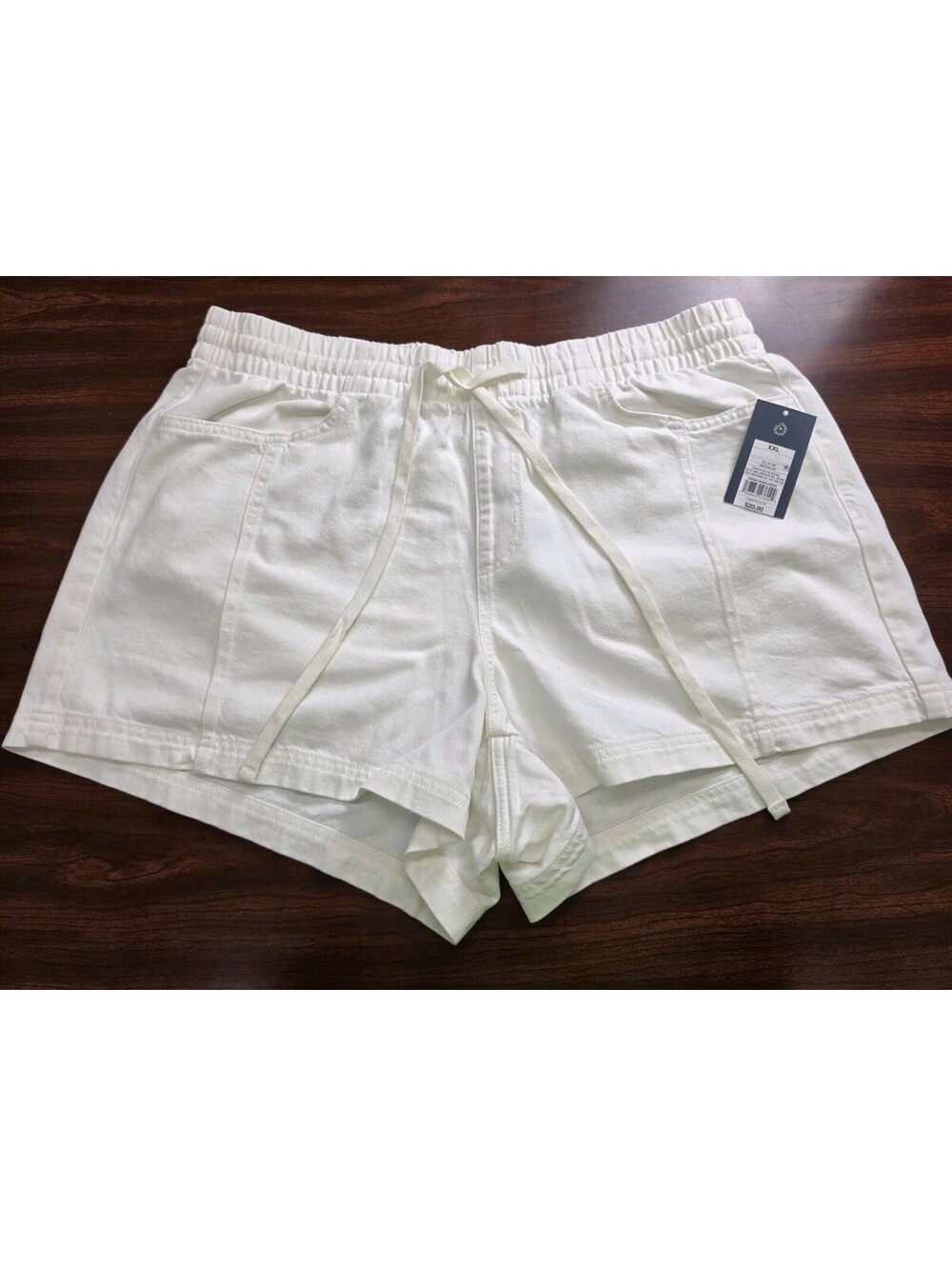 NWT Universal Thread Size XXL White Pull On 100% Cotton Shorts Drawstring Denim